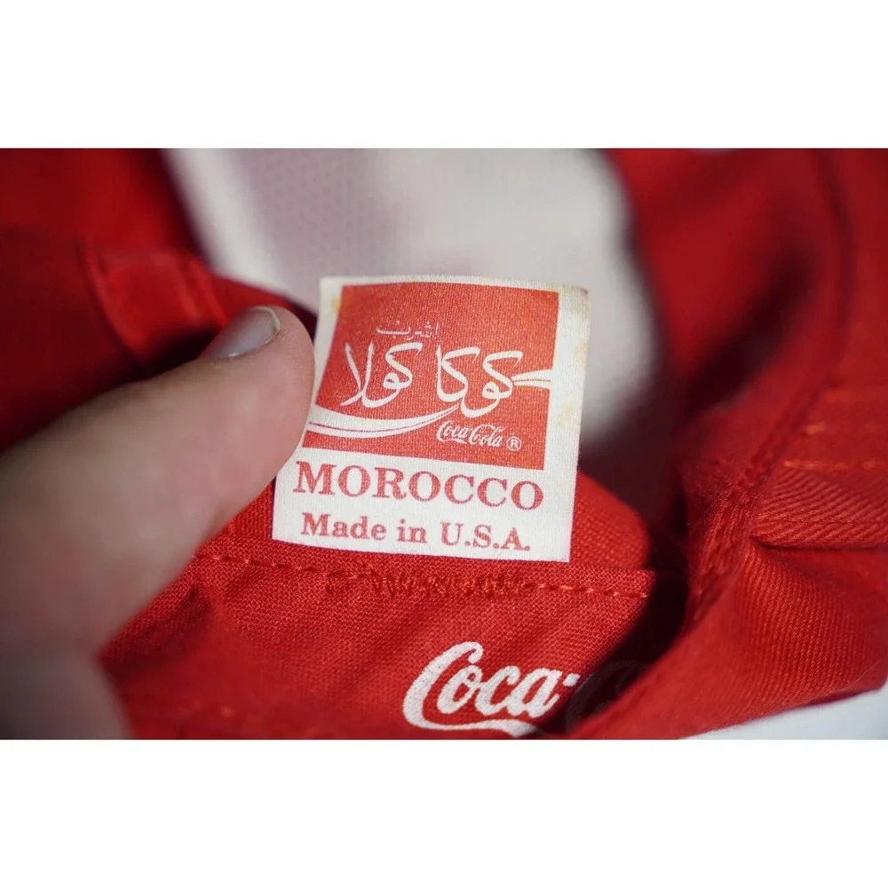 Vintage Morocco Coca Cola SnapBack Adjustable Hat Cap Red Made‎ In USA